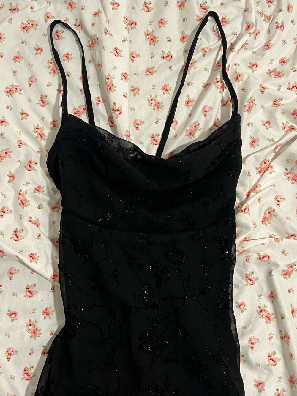 vintage charlotte russe black fairy goth cowl neck handkerchief hem dress - Picture 3 of 4